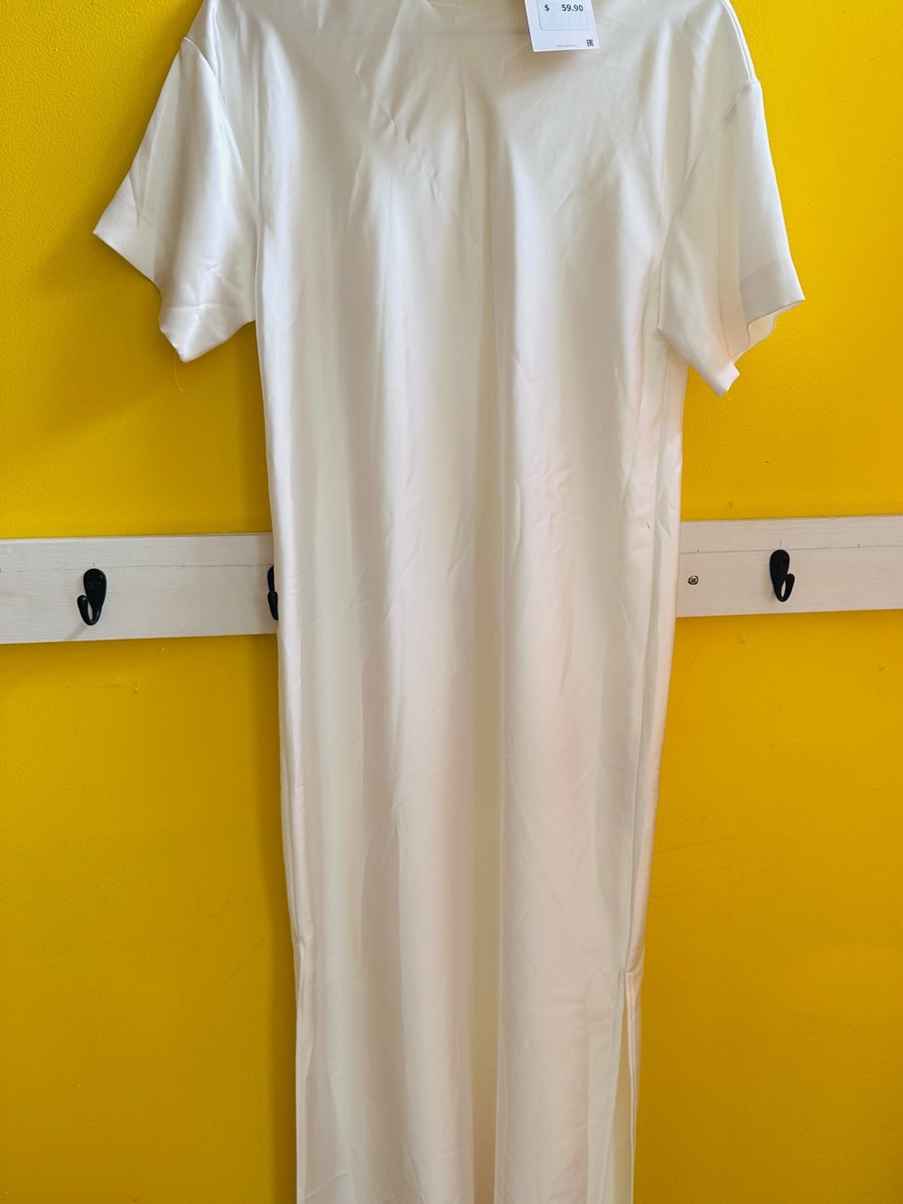Zara Cream Short-Sleeve Maxi Dress